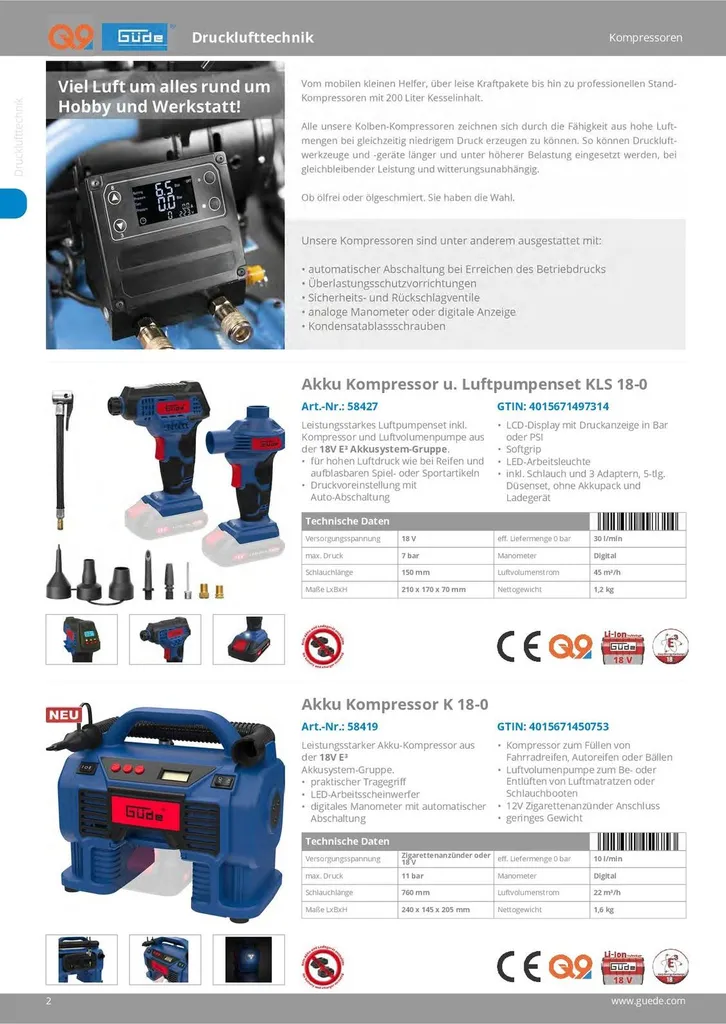 Gonfleur multifonction 18V KLS 18-0 | Pack complet 11 pièces et buses - 11