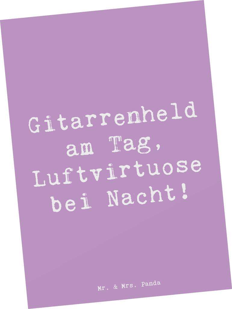 Mr. & Mrs. Panda Postkarte Spruch Gitarrenheld - Lavendeltraum - Geschenk, Instrument, Lernen, Musik, Grußkarte, Postkarten, bildkarte, Ansichtska...