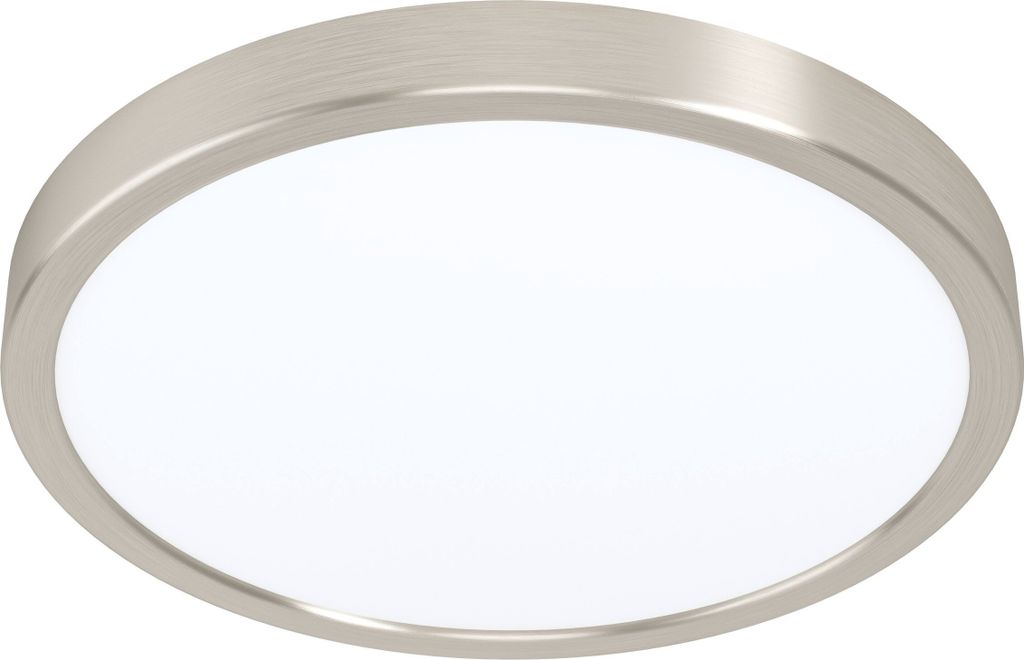EGLO LED Deckenleuchte Fueva 5, Ø 28,5 cm, Aufbauleuchte aus Stahl und einer Kunststoff Leuchtfläche, Deckenlampe in Nickel-Matt, Weiß, warmweiß