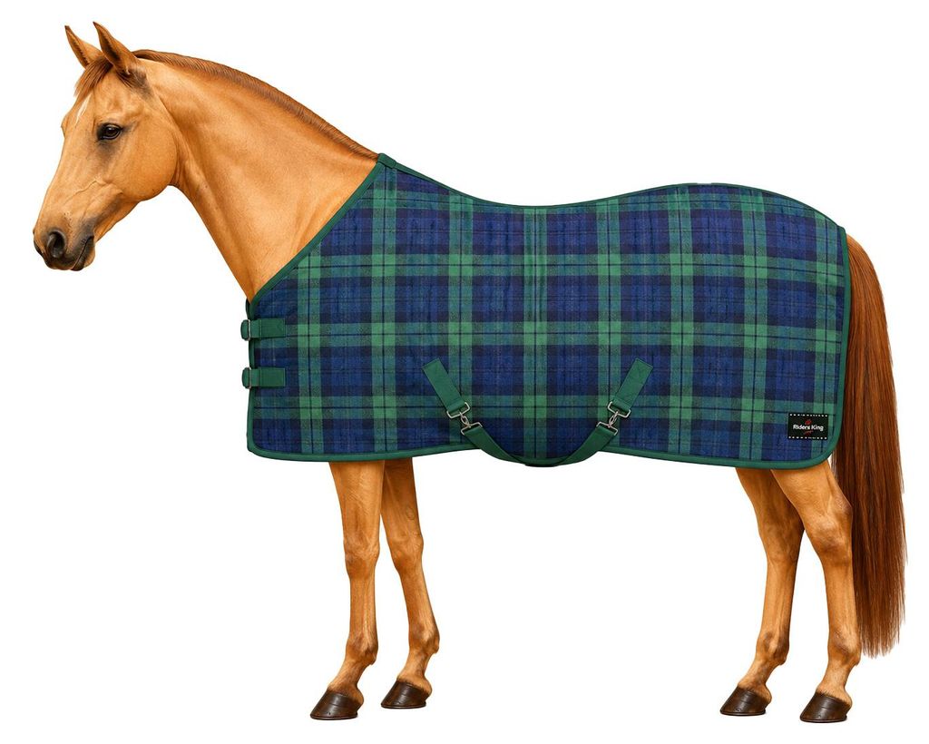 Fleece Abschwitzdecke kariert Größe (Pferdedecke) - 145 cm Fleece Abschwitzdecken Fleece Karriert - blau/grün