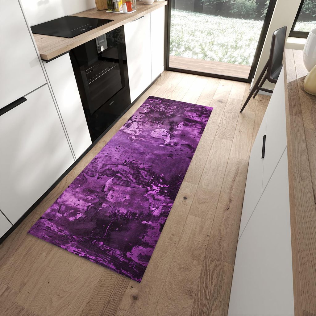 Küchenteppich 80x200cm rutschfest & abwischbar PVC Läufer - Abstrakte Wand