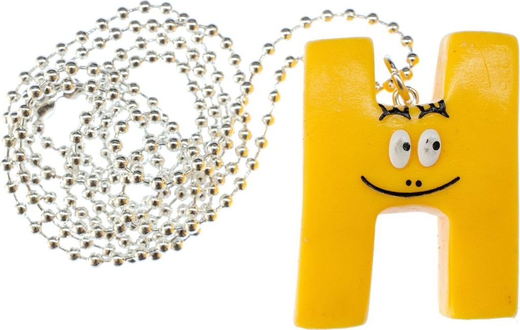 H Barbapapa Kette 80cm Miniblings Anhänger Buchstabe Initiale ABC Barbamama gelb