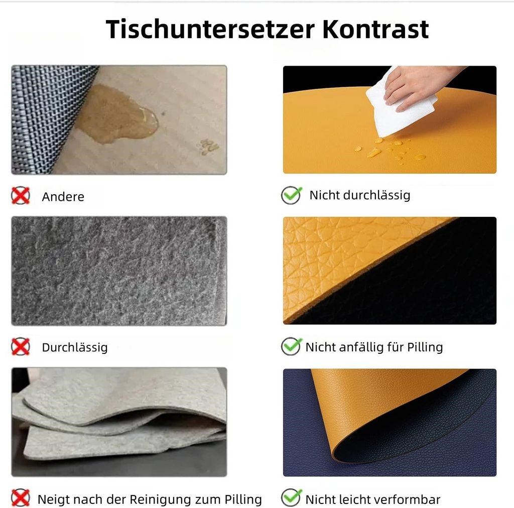 4er Set Platzset Tischsets und Untersetzer aus Leder Produktbild 6