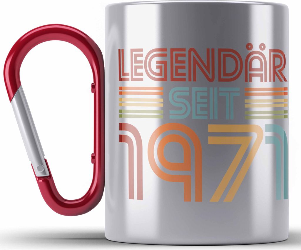 Trendation - 50. Geburtstag Edelstahl Tasse Karabiner Frau Männer Geschenk 50er Geschenkidee 50 Mutter Vater Mann Frauen Lustig Geschenke Dekorati...