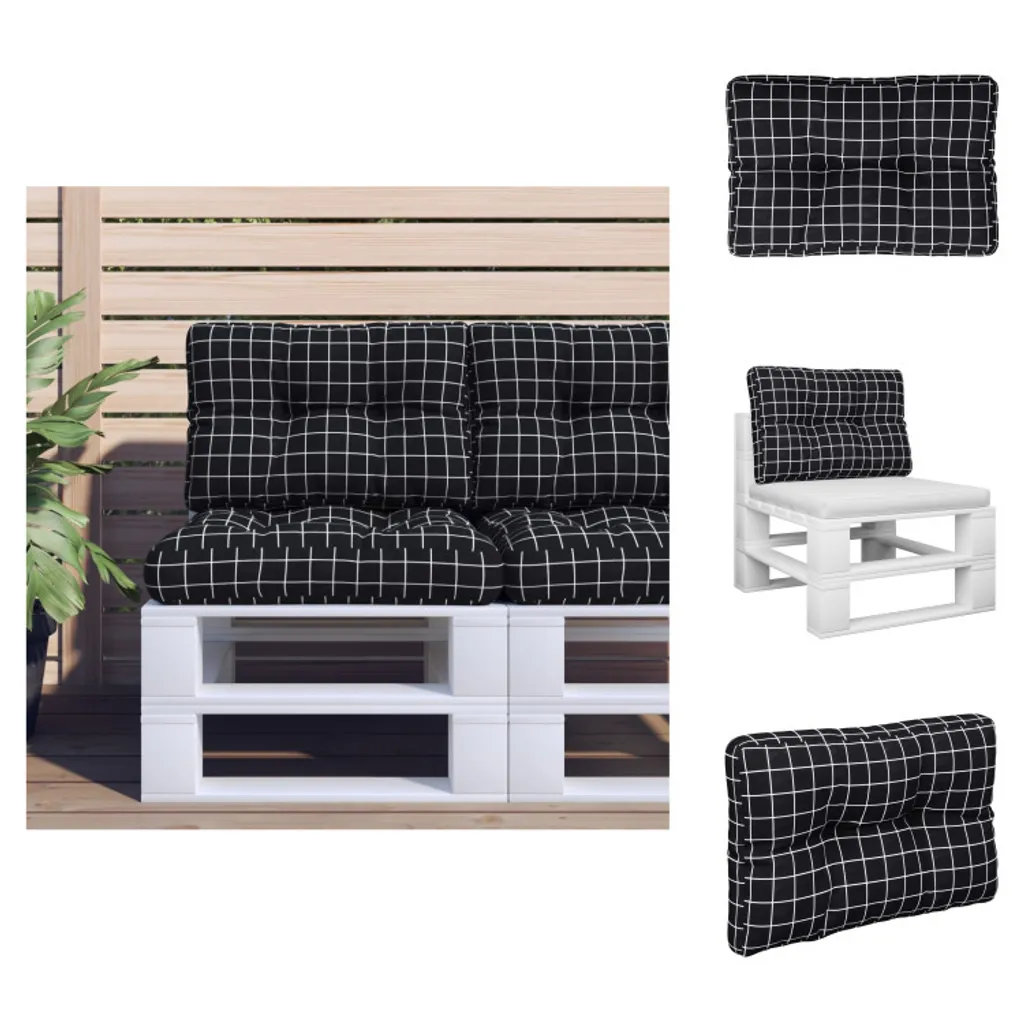 Offerta Cuscino Pallet vidaXL 50x40x12 cm Nero Quadri - Comfort Top