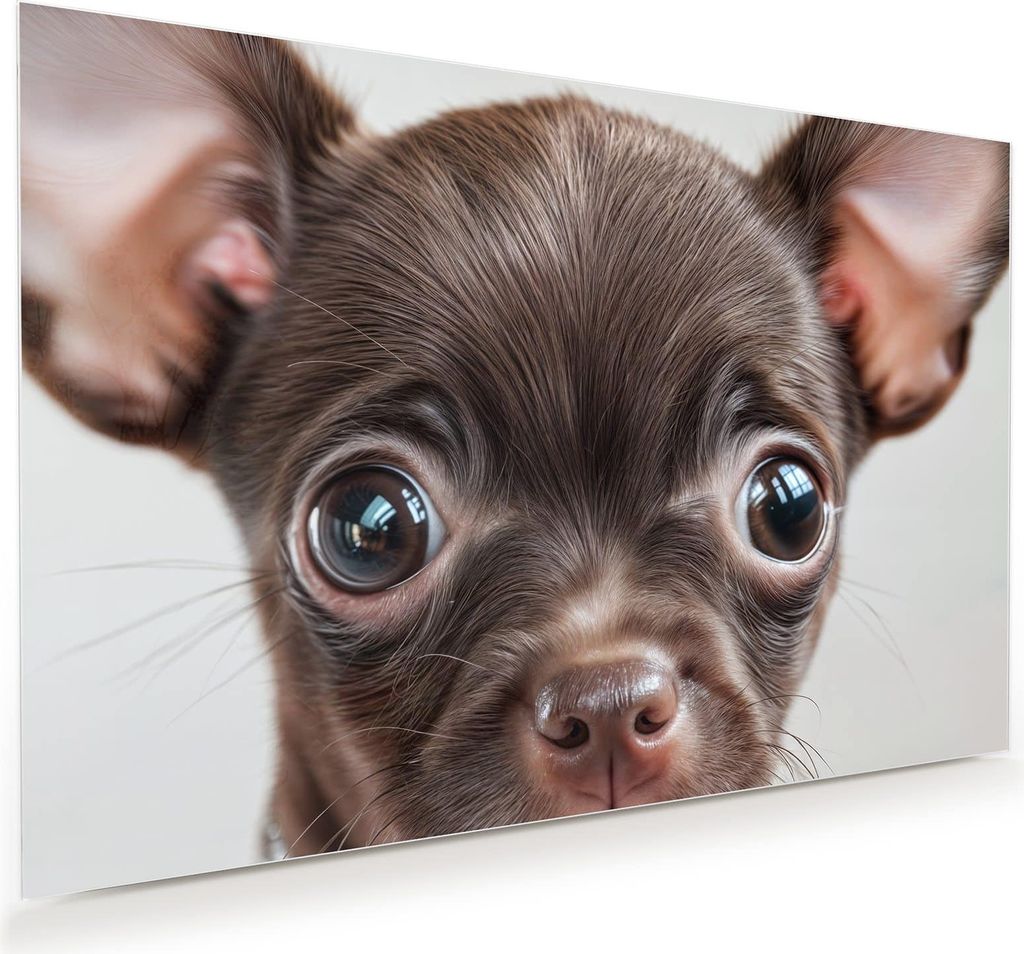 Glasbild 45x30cm in XXL für Wohnzimmer, Schlafzimmer Motiv Niedlicher Welpenblick