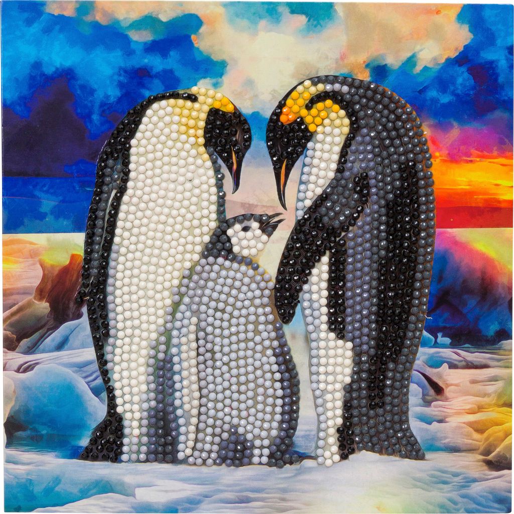 Craft Buddy Diamond Painting Crystal Art Card 18x18 cm Malen mit Steinen Penguin Family