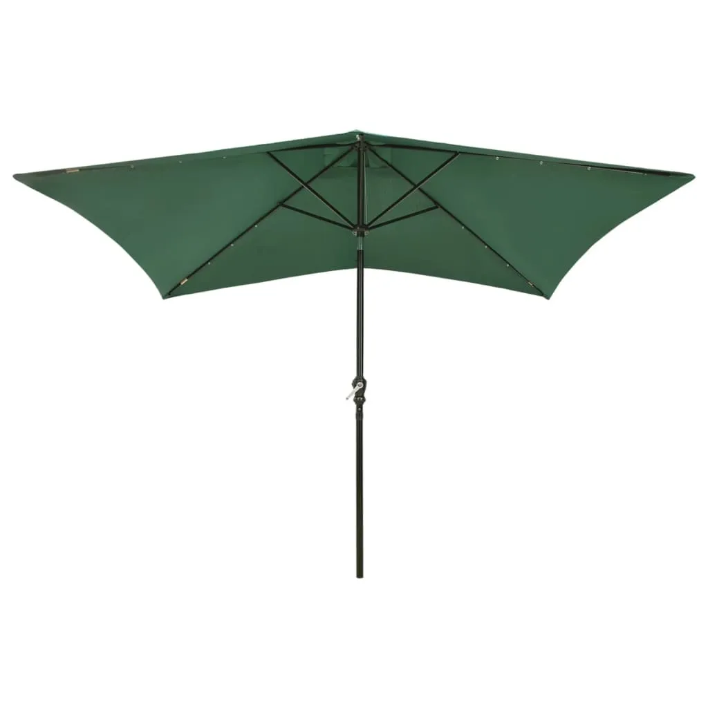 Grand Parasol de jardin inclinable avec LED Vert 2x3 m pour terrasse pro