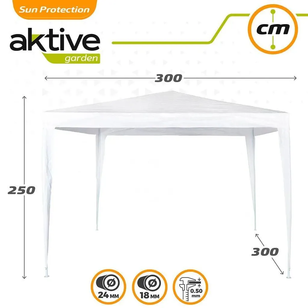 Pavillon de Réception Aktive 3x3x2.5m Blanc en Plastique Lavable
