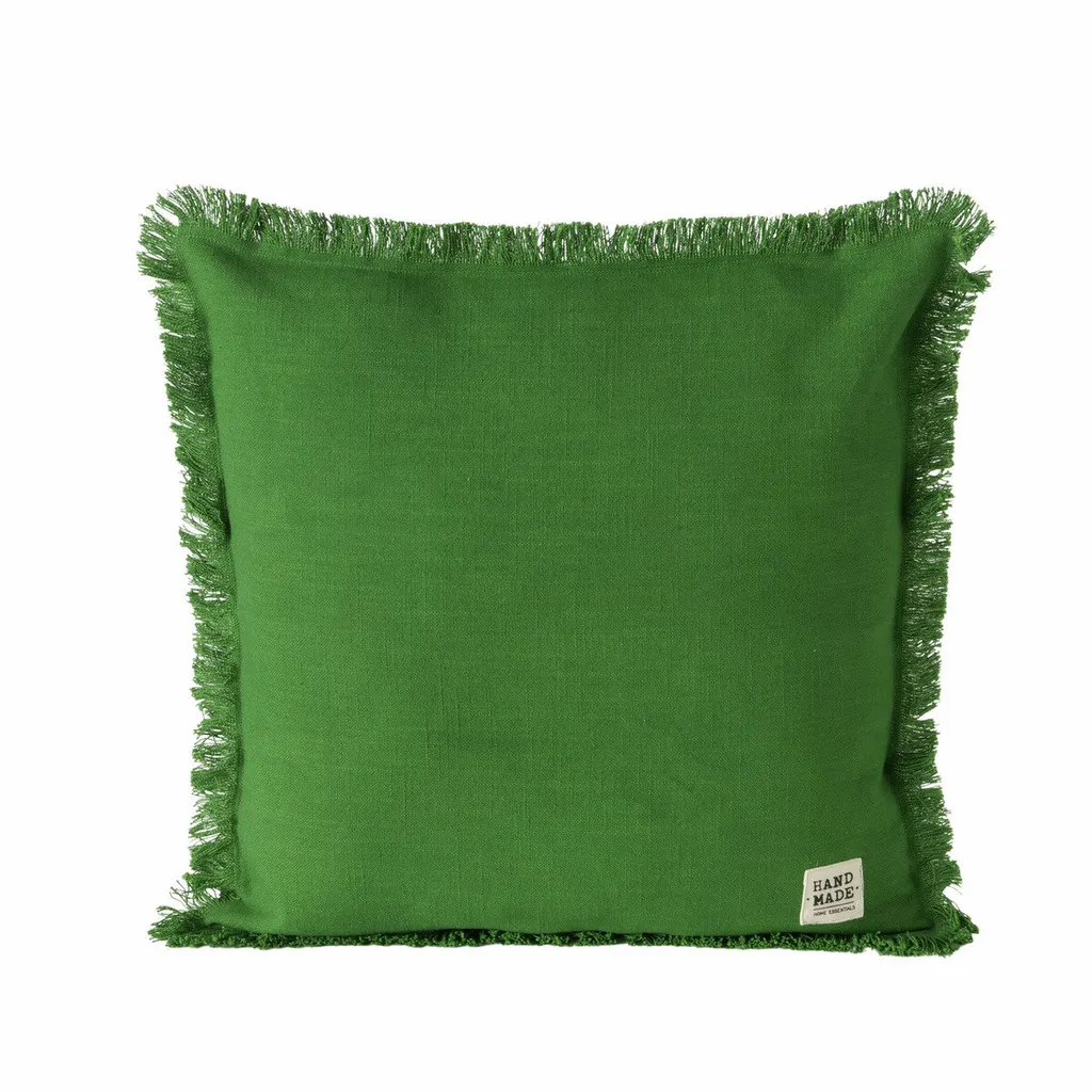 Coussin artisanal LENEA vert 45x45 cm - Textile de haute qualité cousu
