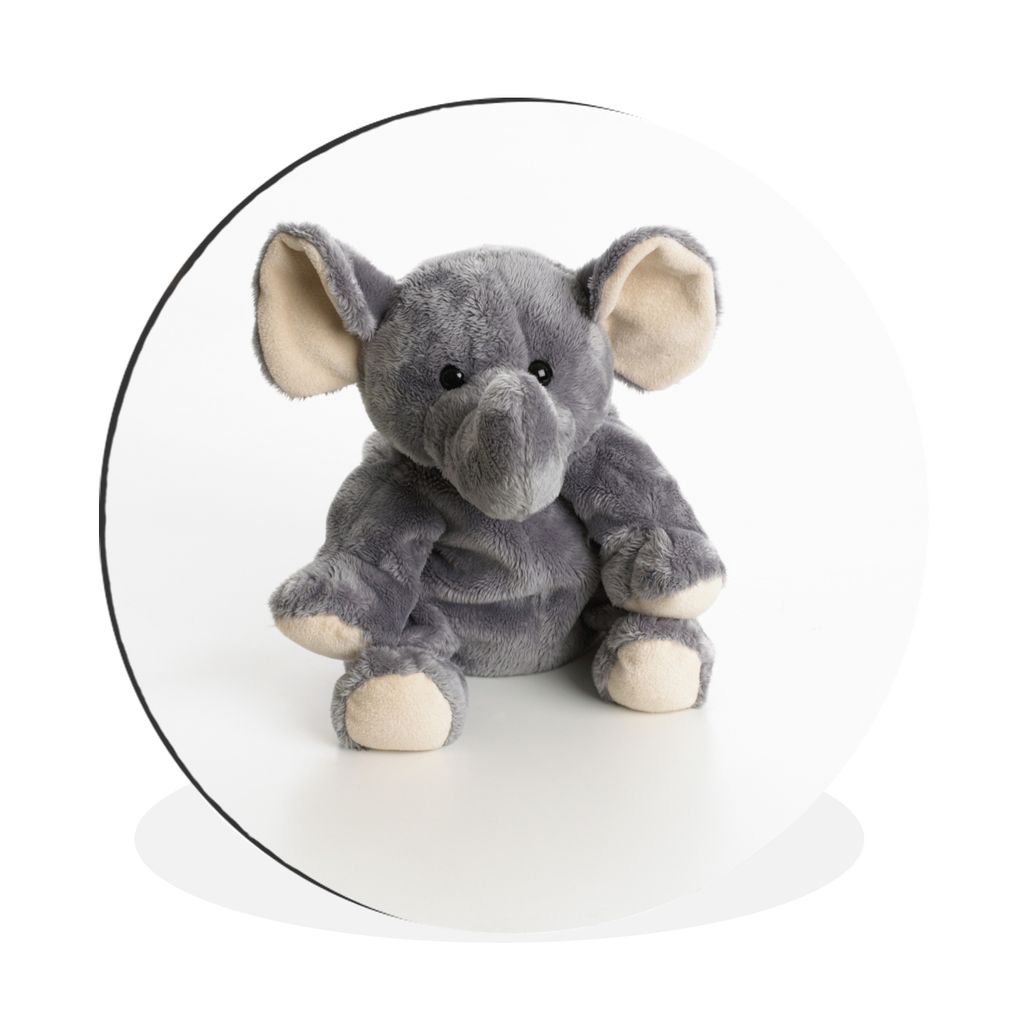 MuchoWow Aluminium Wandkreis Stofftier - Elefant - Grau Ø 30 cm Wanddeko Modern Wohnzimmer - Wand Bild - Wohnzimmer - Runde Bilder - Alubilder -...