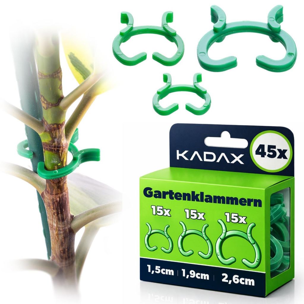 KADAX Pflanzenclips in 3 Größen, 45 Stück, Pflanzenklammern aus Kunststoff, Pflanzen Clips, Befestigungsclips für Tomaten, Gurken & Zimmerpflan...