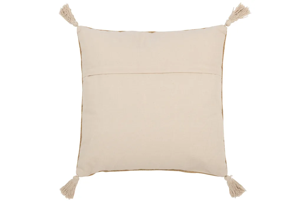Coussin de Décoration Carré aux Motifs Géométriques et Pompons J-Line - 2