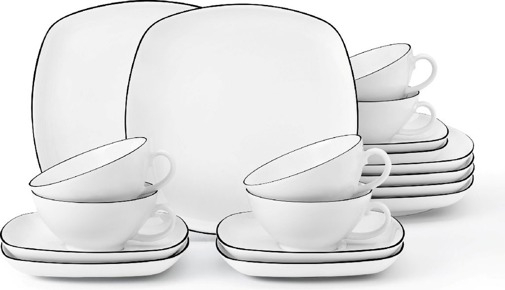 Seltmann Weiden Lido Black Line Tee-Set eckig klein 18-tlg.