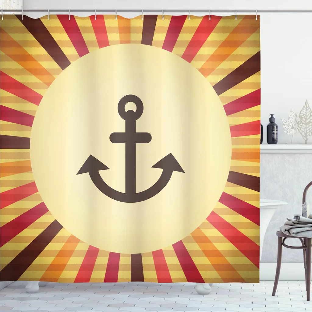 Tenda Doccia Nautica ABAKUHAUS 175x200cm Pop Art Ancore Vintage