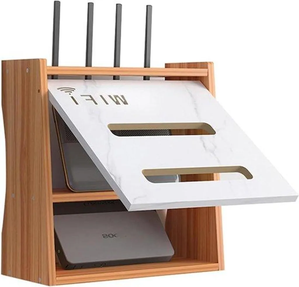 Boîte Wi-Fi pour salon : cacher les câbles avec du bois de cerisier