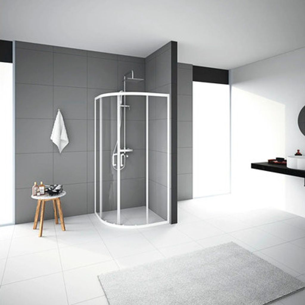 Aurlane Runddusche mit Gleittür/Schiebetür Factory White Produktbild 