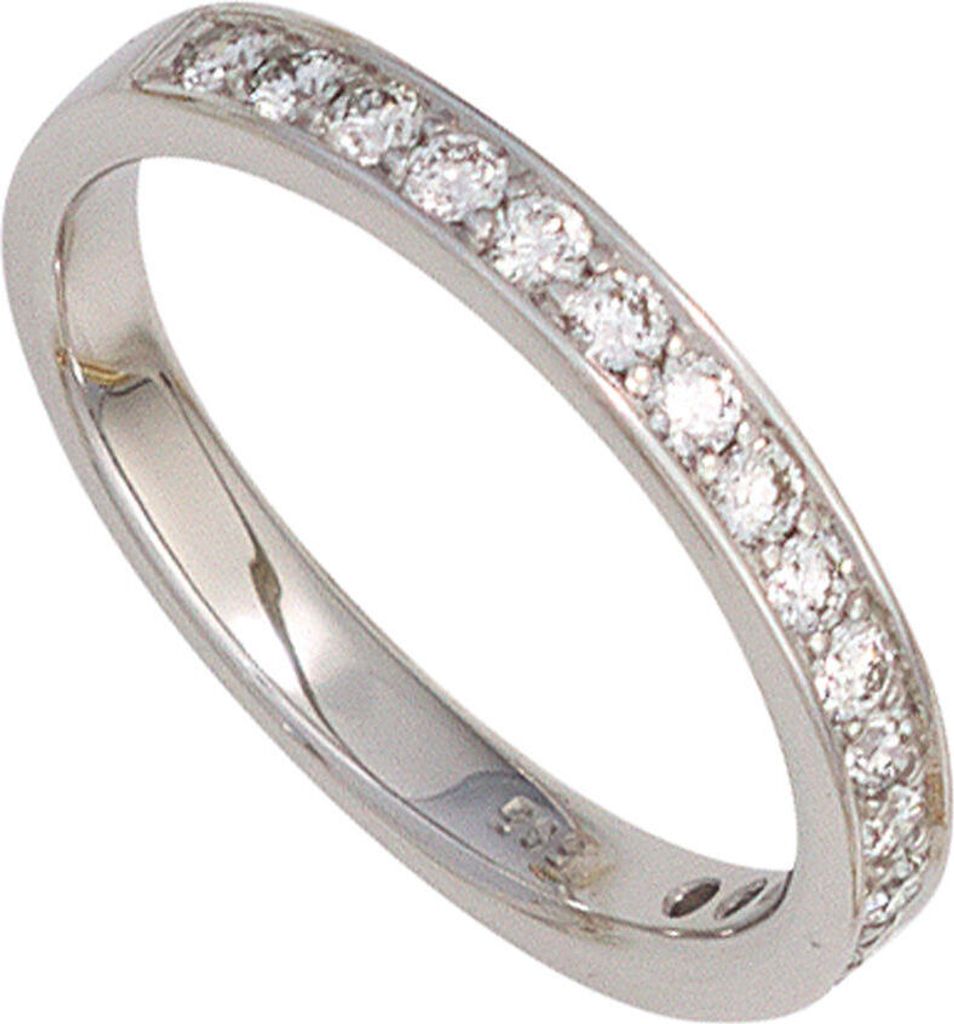 Ring mit 17 Diamanten Brillanten 585 Weißgold Diamantenring Damen Goldring Innenumfang 52mm Ø16.6mm