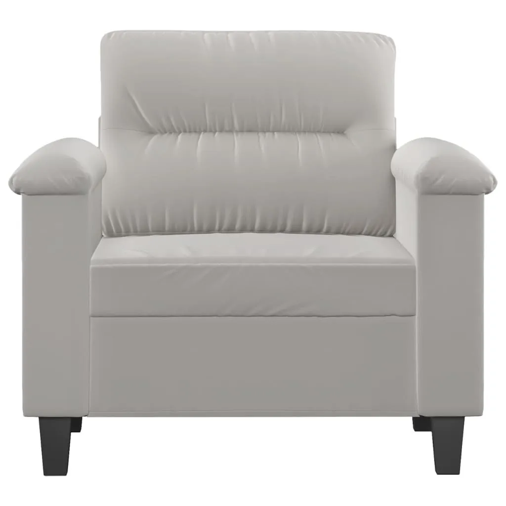 Fauteuil microfibre gris clair 60 cm avec assise moelleuse et douce - 3