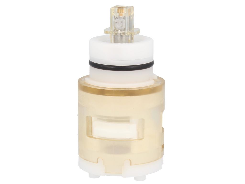 A close-up studio shot of a faucet cartridge.
