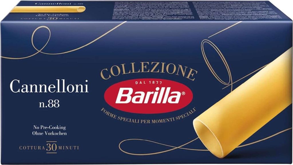 A box of Barilla Cannelloni pasta.