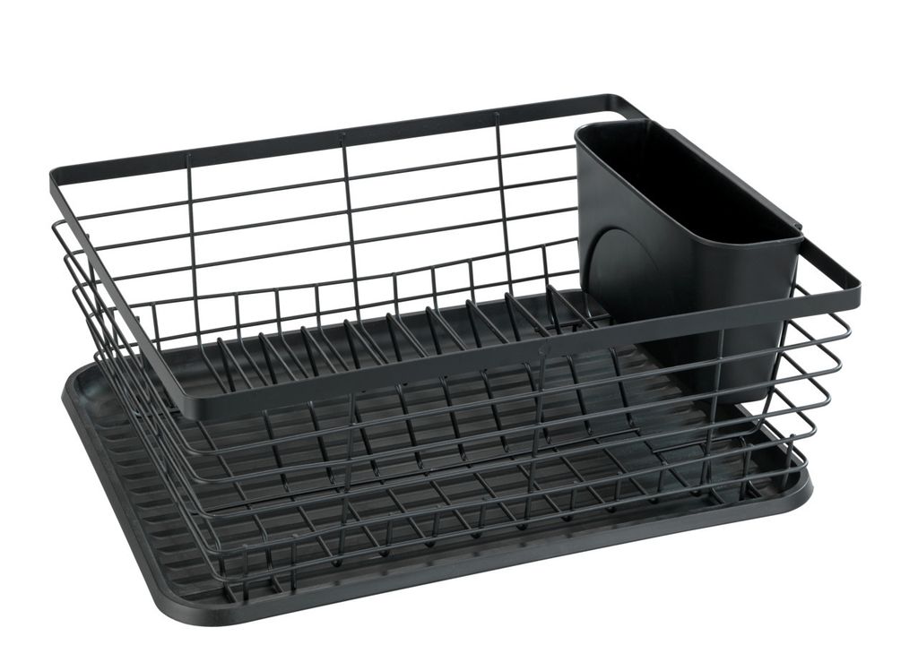 WENKO Abtropfgestell DRIP Schwarz Matte Tropfschale Produktbild 