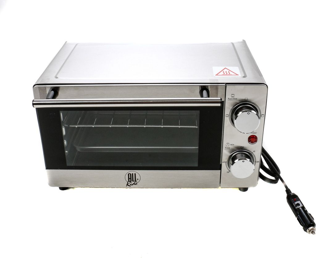 LKW Backofen 24 Volt 300 Watt, Reise Minibackofen, Drehschalter für Backen, Grillen oder Toasten, Timer mit Glocke, Edelstahl, Sicherheitsglas, Vo...