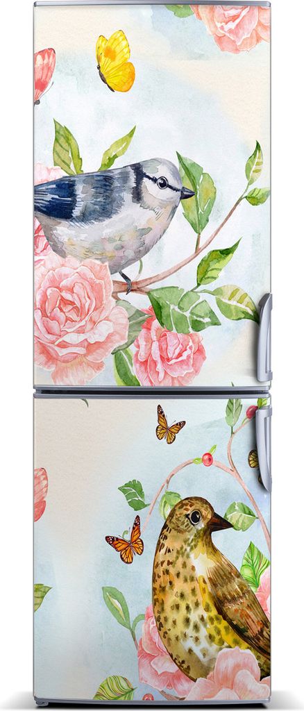 Tulup Kühlschrankdekoration - Magnetmatte - 70 cm x 190 cm - Magnet auf dem Kühlschrank - Schmetterlinge Blumen