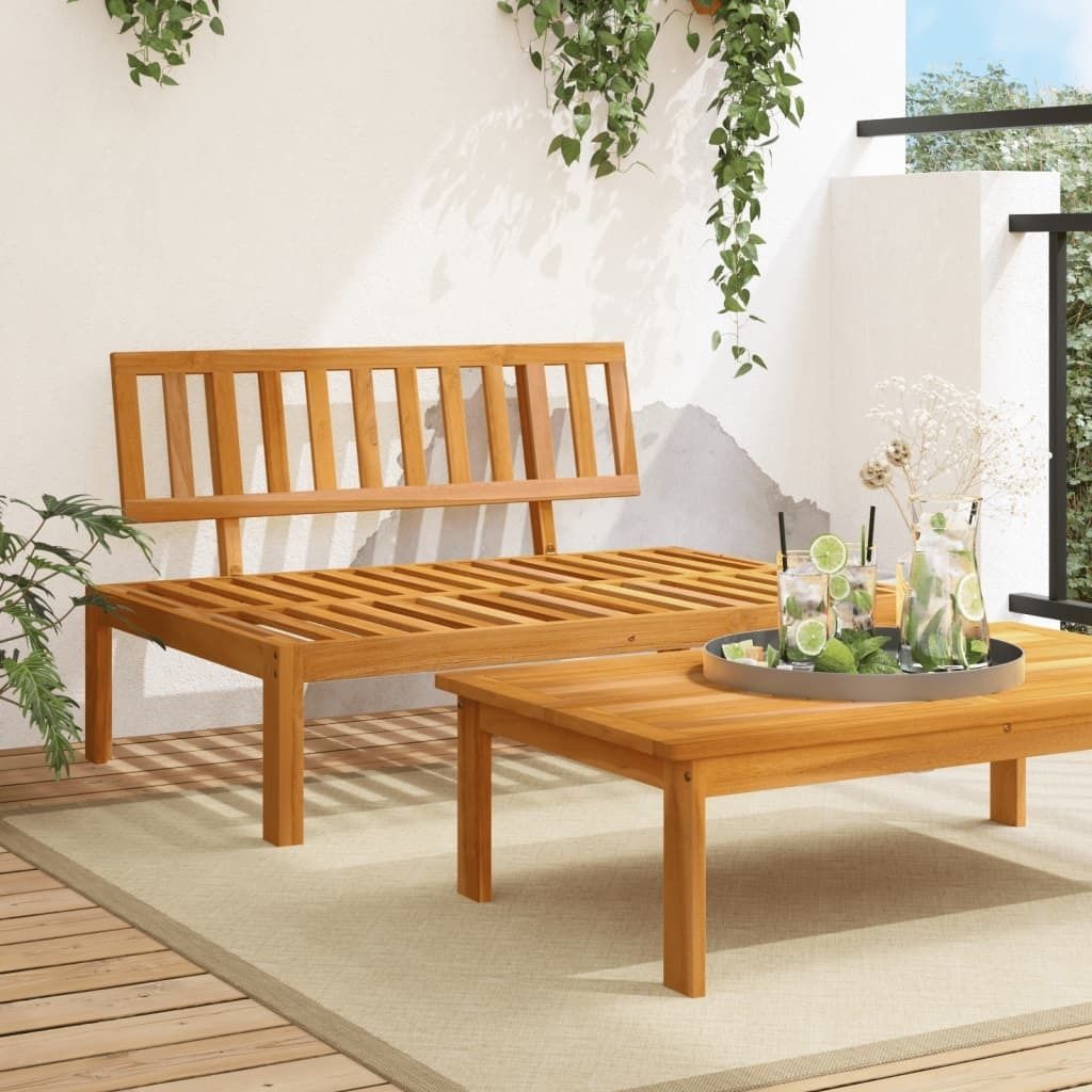 Design Garten-Mittelsofa aus Paletten Massivholz Akazie, Gartensofas 2024 Neu