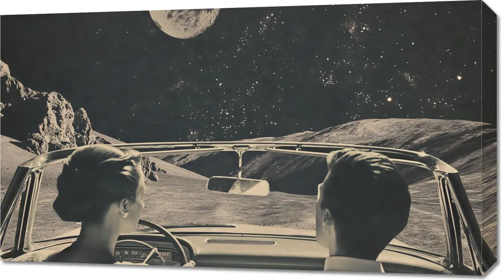 Quadro 90x50cm Portami sulla Luna - Arredo Casa Moderno su Tela