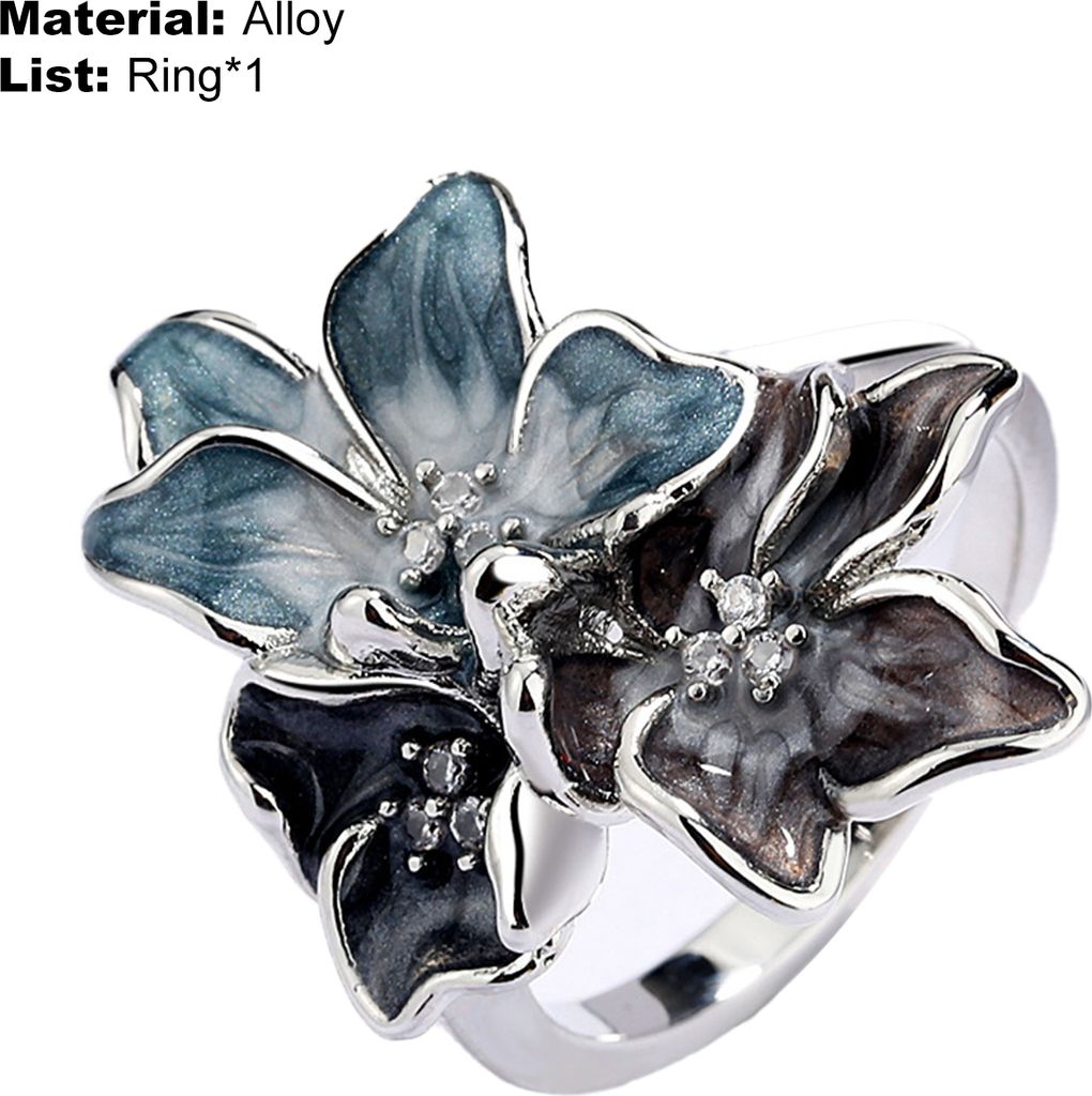 Verlobungsring, einfacher chinesischer Stil, klassisch, Retro, blühende Blume, Damenring, Schmuckzubehör-Silber,US 8