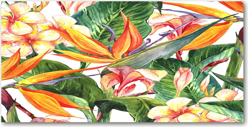 Tulup Leinwandbild - 120x60 cm - Wandkunst - Drucke auf Leinwand - Leinwanddruck - Blumen & Pflanzen - Orange - Tropische Blumen