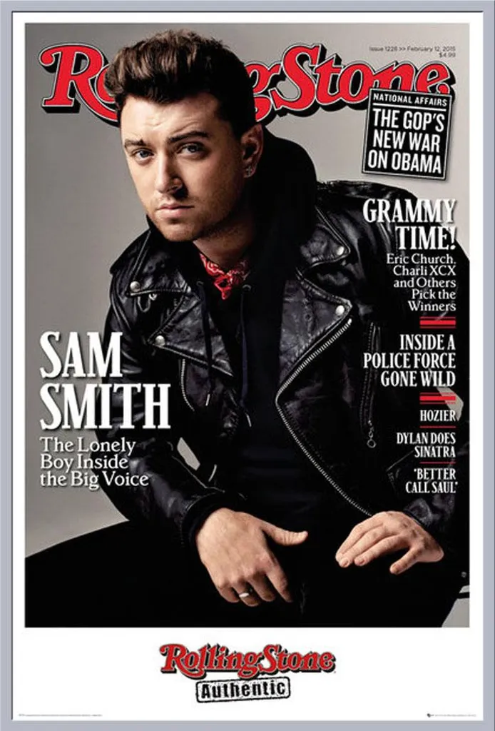 Cadre argenté Shinsuke avec affiche Sam Smith Rolling Stone en acrylique