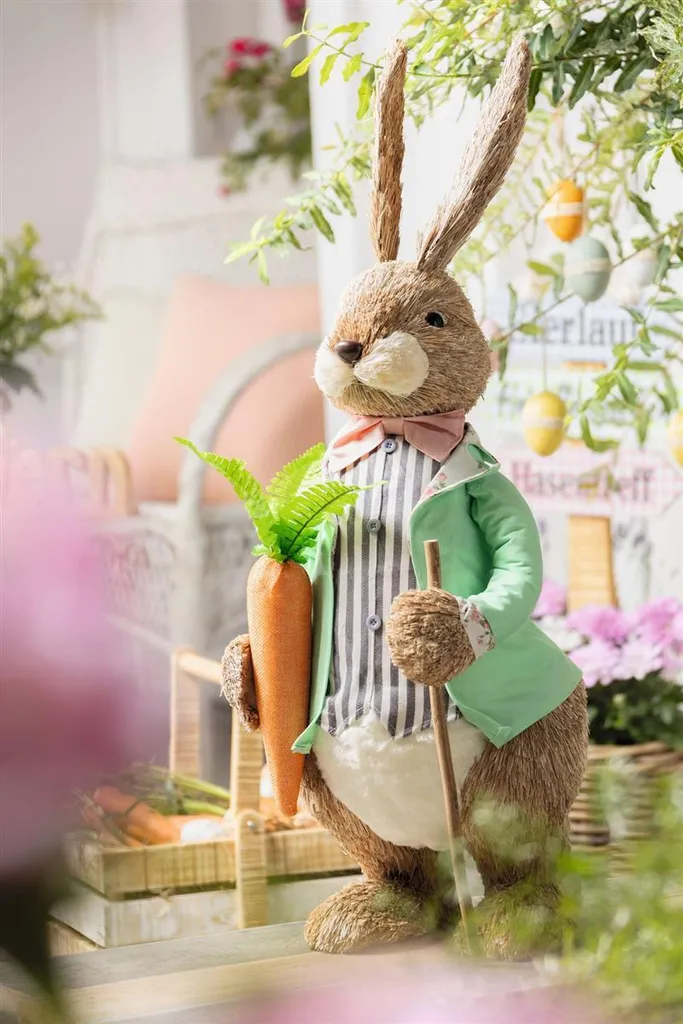 Grande Figurine Lapin 75 cm Déco de Pâques Stable et Durable XXL