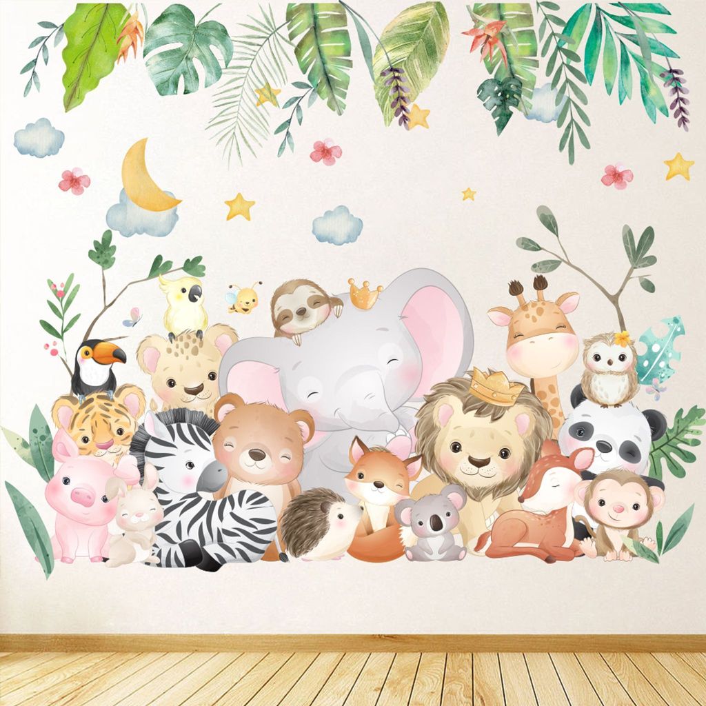 Wandtattoo Safari Dschungel Tiere Wandaufkleber Elefant Produktbild