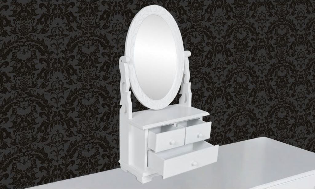 vidaXL Coiffeuse avec miroir pivotant ovale MDF Image du produit 