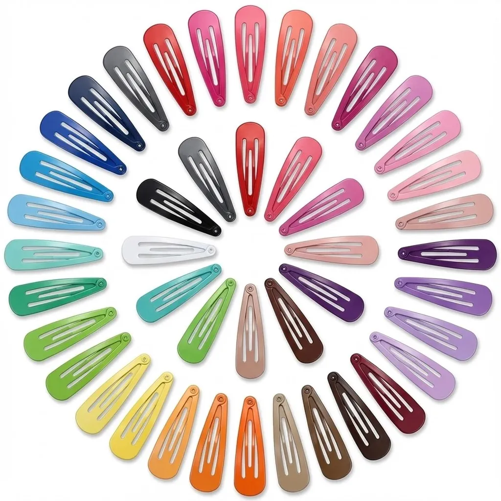 Pinces à cheveux clic-clac multicolores en métal lot de 64 unités