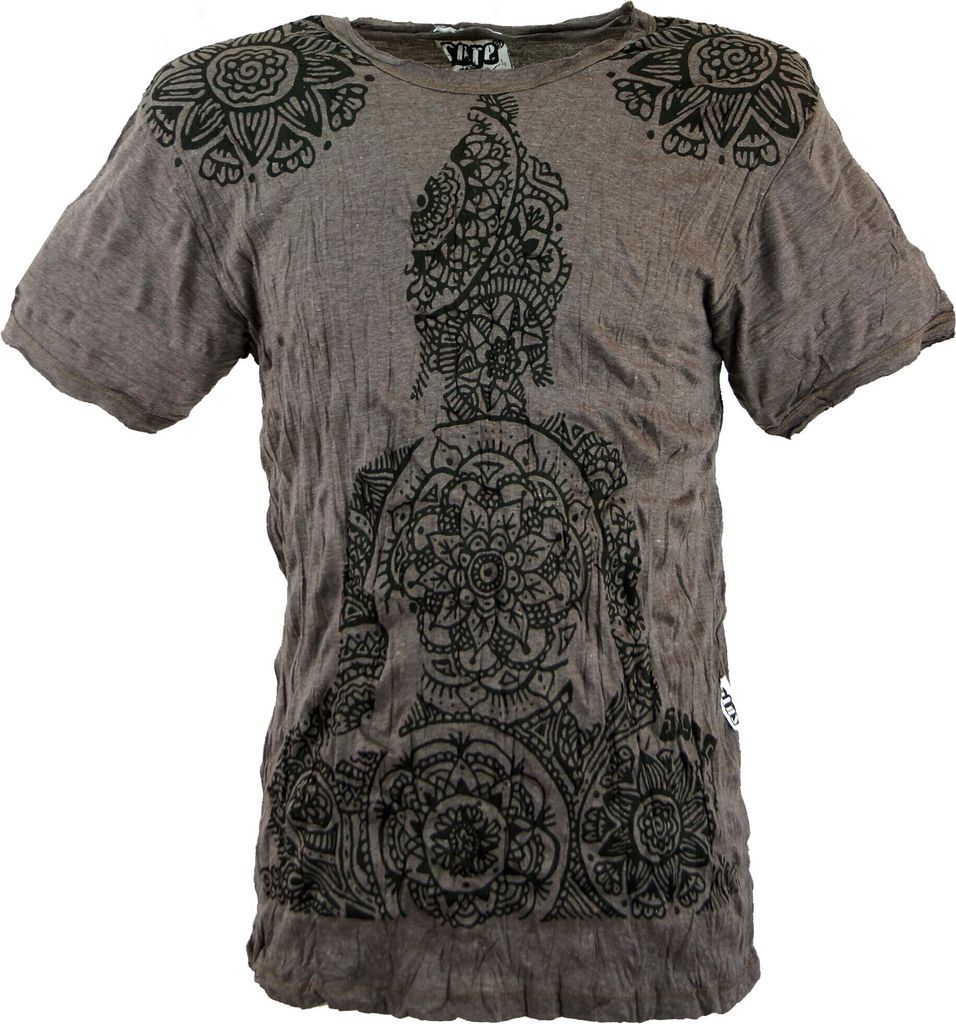 Sure Herren T-Shirt Mandala Buddha - Taupe, Braun, Baumwolle, Größe: XL