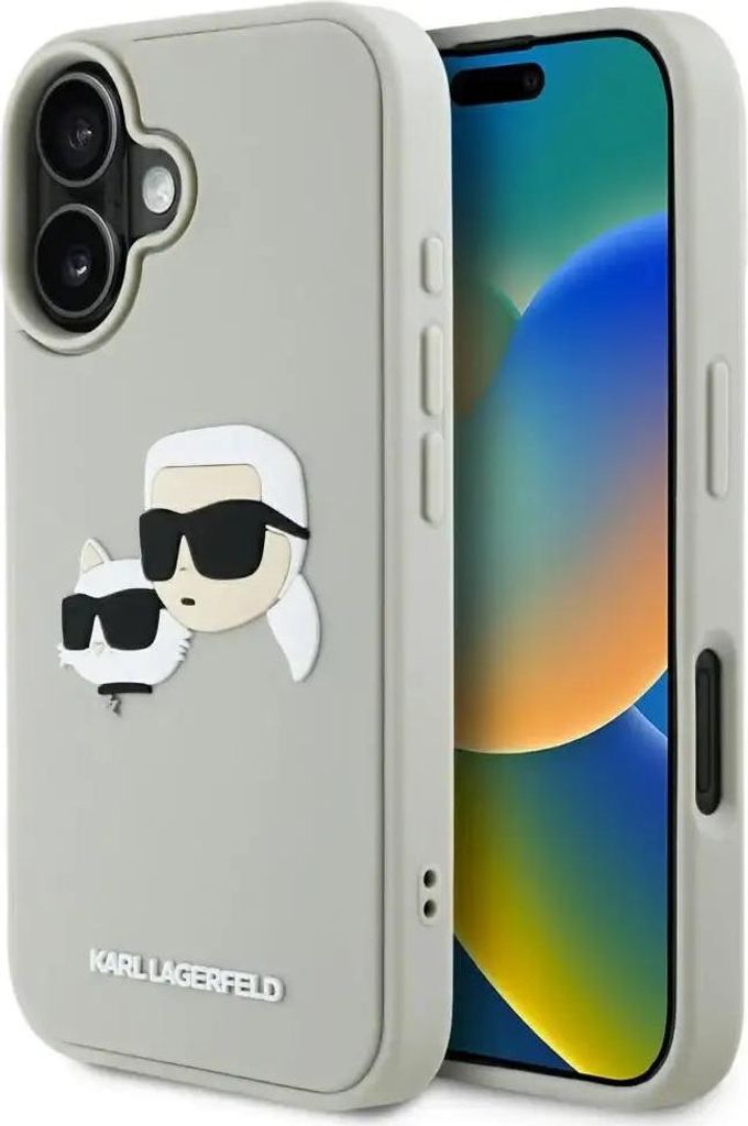 Karl Lagerfeld HC 3D Rubber Dual Head Case für iPhone 16 - Beige