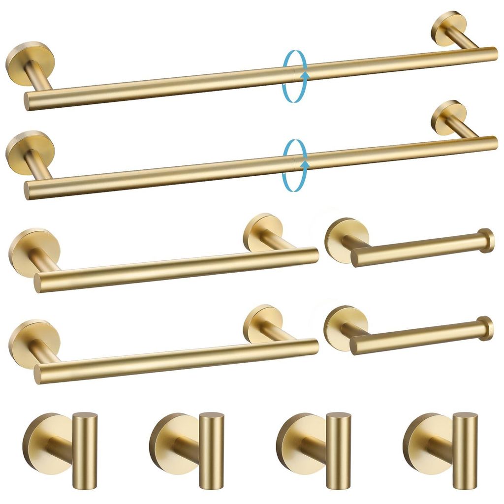 Geborstelde Gouden Badkamer Hardware Set met 10 Stukken Productafbeelding 