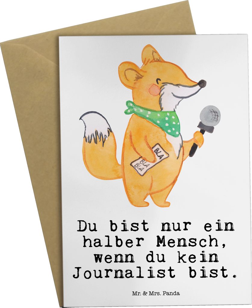 Mr. & Mrs. Panda firmungskarte Journalist Herz - Weiß - Geschenk, Redakteur, Reporter, Ausbildung, genesungskarte, Spruch, Glückwunschkarte, hoch...