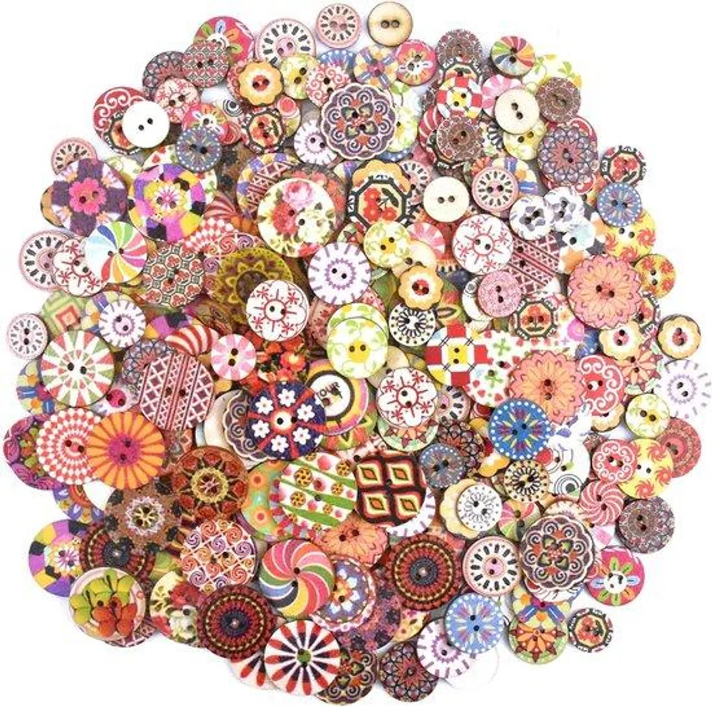 Lot de 300 boutons en bois colorés assortis pour couture et décoration