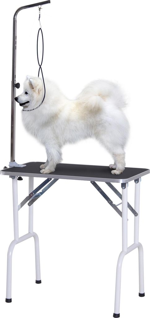 Trimmtisch klappbar Tierpflegetisch Schertisch Pflegetisch für Hunde Katzen Metall Schwarz 81 x 48,5 x 80 cm