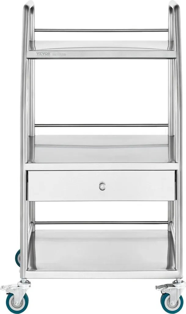 Chariot de soins mobile pour dentiste 3 niveaux et tiroir de stockage