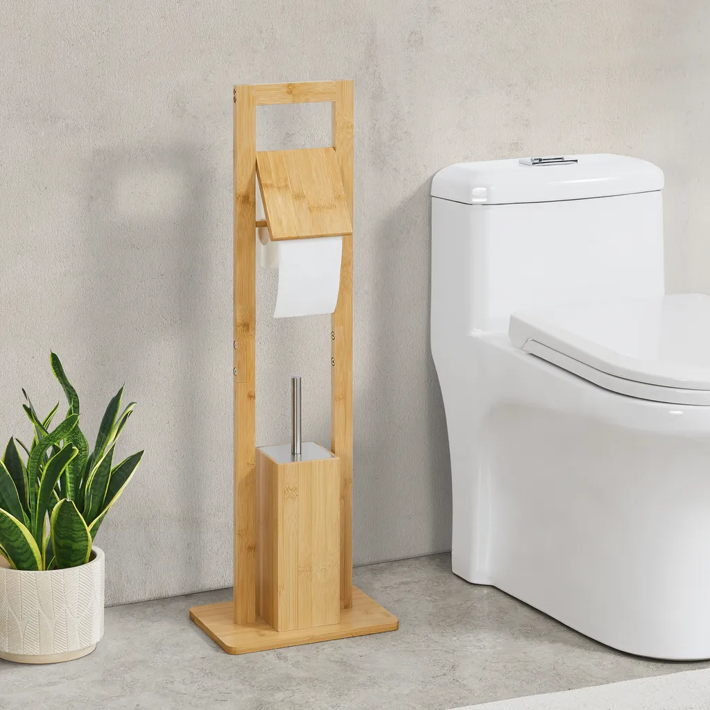 Valet de WC complet avec porte-papier et brosse intégrée style nordique