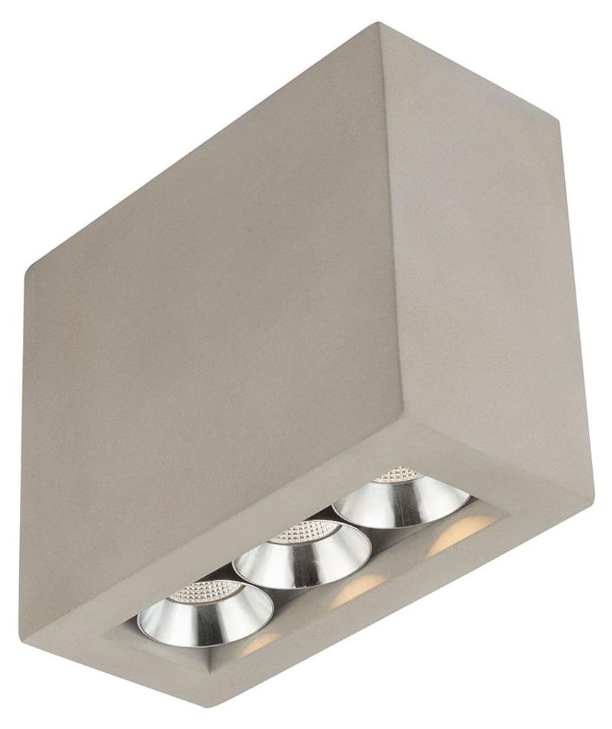 LED Deckenleuchte, Betonoptik, eckig, grau, L 12,2 cm