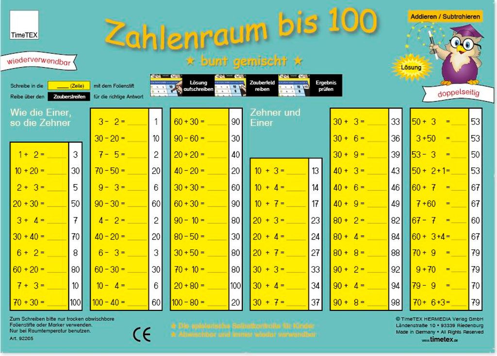 TimeTEX Zaubertafel "Mathematik" Zahlenraum bis 100 Produktbild 