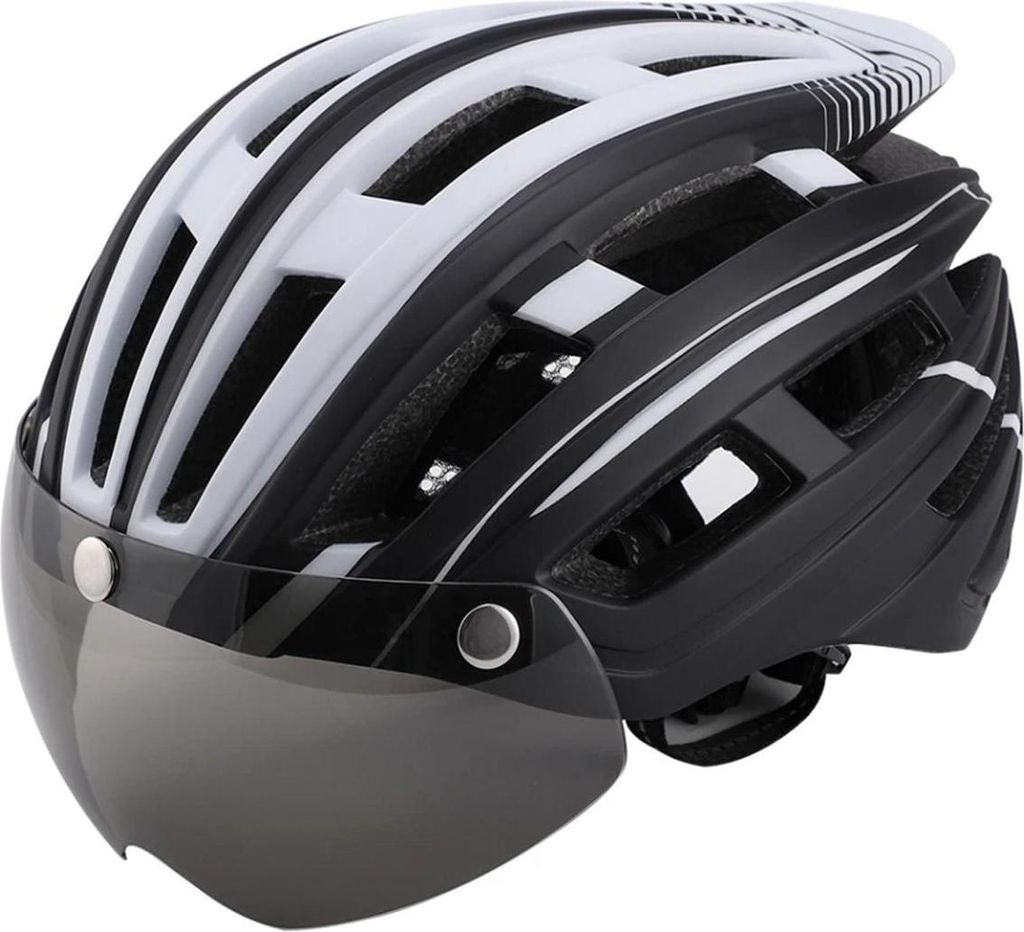 Fahrrad Helm Trail Mountainbike Trail Radhelm Schutzhelm mit Visier Schwarz 57-62cm