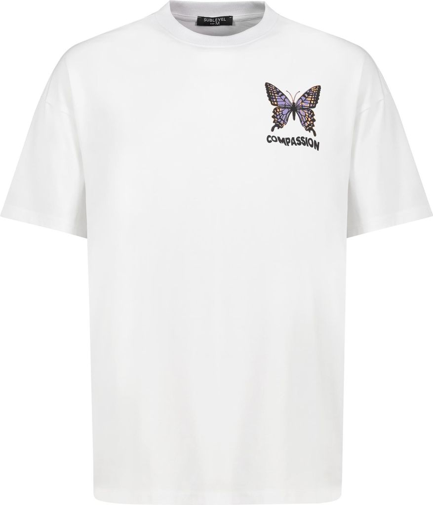 Sublevel Lockeres Printshirt mit Motiv auf Brust und Rücken für deinen Streetstyle Größe: XL