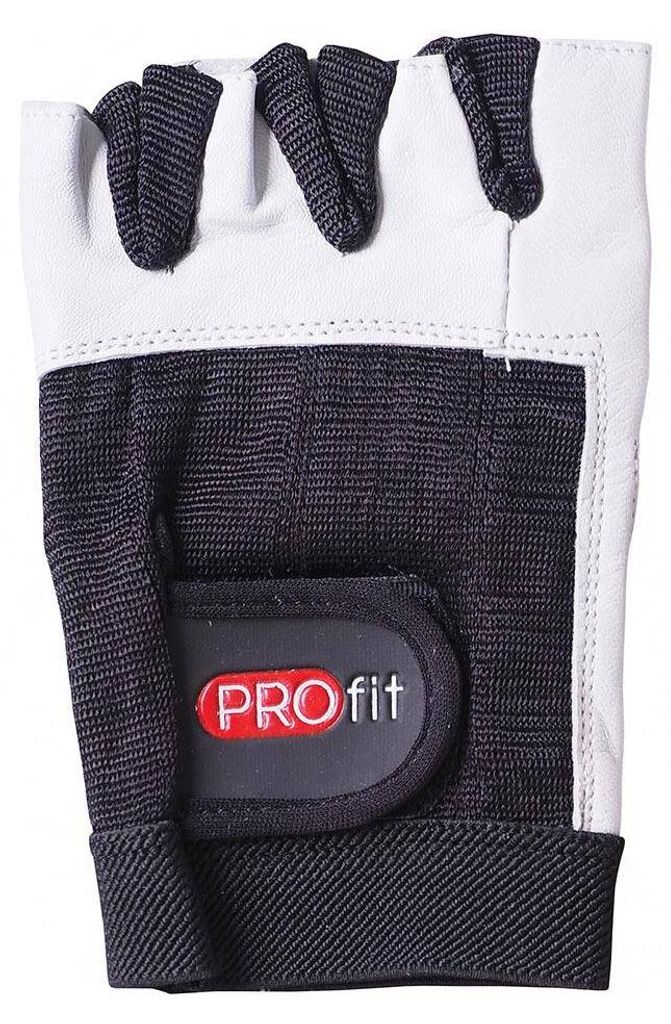 ProFit - Fingerlose Handschuhe "Pro", Leder, Bodybuilding MR1494 (XL) (Weiß/Schwarz)